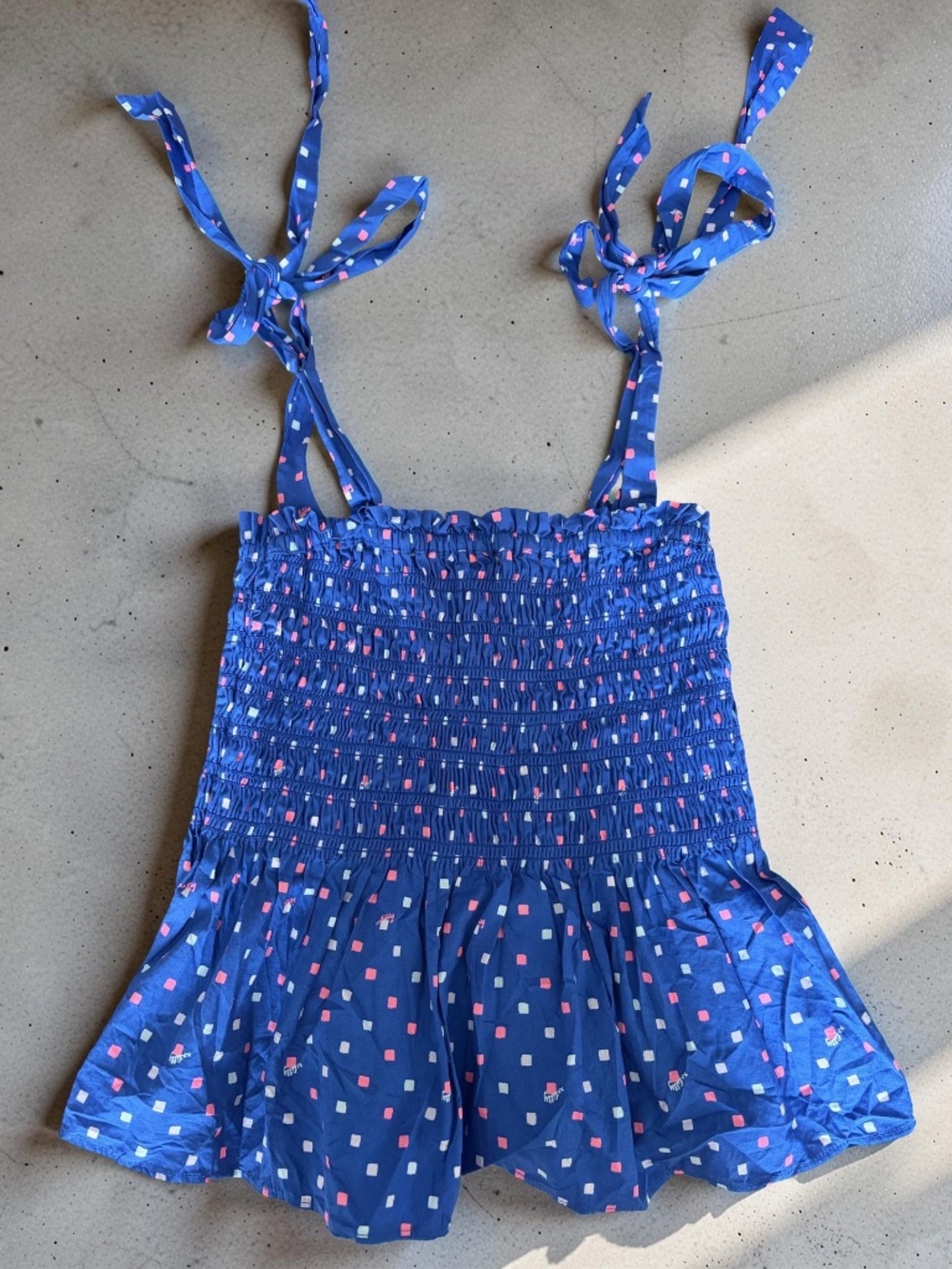 Lilly Pulitzer Rivera Smocked Tie-Shoulder Top in Borealis Blue
